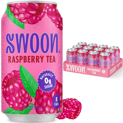 12oz Swoon Raspberry Tea Zero Sugar Sweetened with Monk Fruit Pack of 12