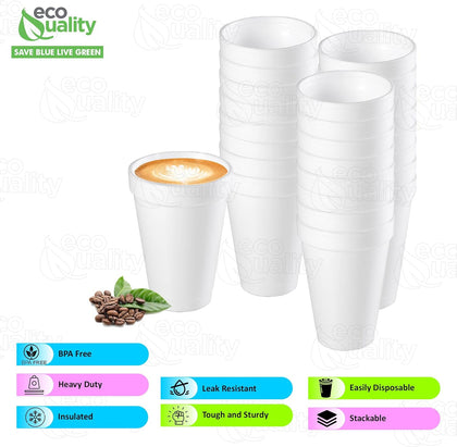 EcoQuality 10 oz white foam insulated disposable drinking cup