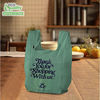 Large green plastic shopping bags with thank you message for retail