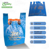 Large blue plastic shopping bags with thank you design for stores