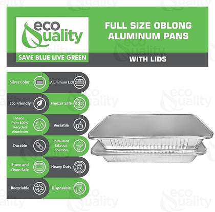 21 x 13 Disposable Aluminum Foil Full Size Deep Pans with Lids