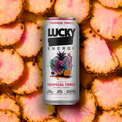 16oz Lucky Energy Sparkling Tropical Thunder Drink Pack of 12