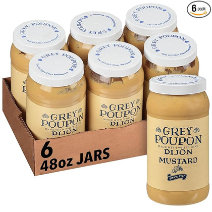 48 oz glass jar dijon mustard smooth tangy condiment bulk container