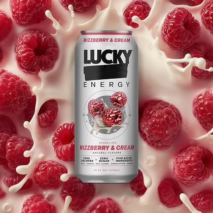 Lucky Energy Sparkling Rizzberry and Cream 16oz Cans Pack of 12
