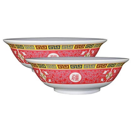 Yanco Bowl LG-5085 It is made from durable and reliable melamine material, which makes the bowl look like ceramics. You can use these unique round bowls to serve such dishes like rice, miso soup, noodles or salads. Thanks to the elegant Longevity collection style, the bowl will perfectly fit any food-serving establishment design. Performed in chinese style, such melamine tableware is an ideal solution for those who choose high-quality, durable and affordable dinnerware for their place.