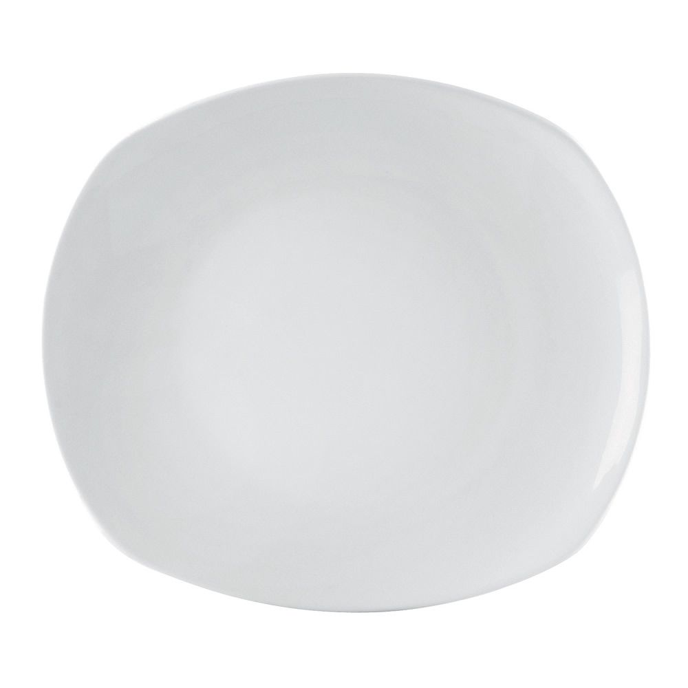8” coupe curved rectangular plate, durable break-resistant serving dish for appetizers, sushi, desserts, small entrées, microwave-safe, dishwasher-safe, modern tableware for restaurants, catering, and home use.