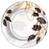 Leafy Canopy Paper Plates, 8.5-inch and 10.5-inch sizes, with a nature-inspired design. Durable, disposable, and perfect for elegant occasions.