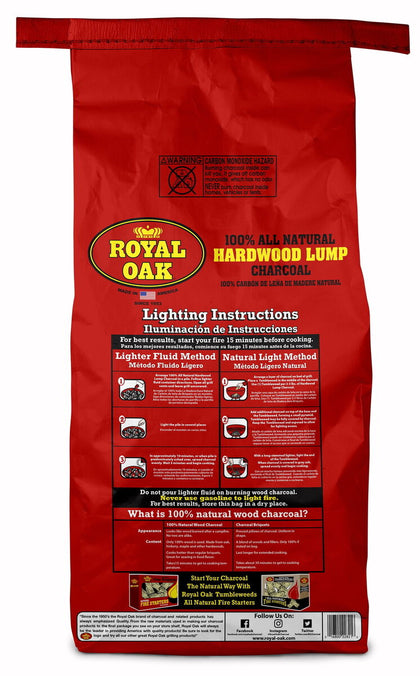 8 lb natural lump charcoal grilling fuel 100% hardwood high heat low ash outdoor cooking