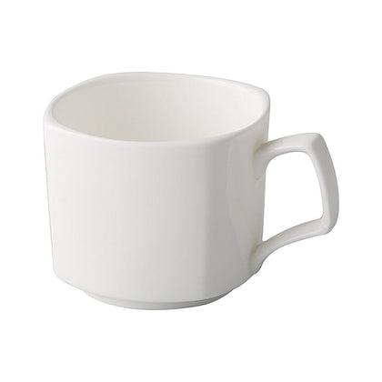 8oz square cup, modern design, durable ceramic, chip-resistant, microwave-safe, dishwasher-safe, stain-resistant, comfortable handle, ideal for coffee, tea, hot chocolate, home, café, office.