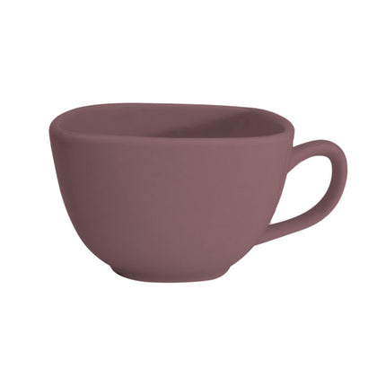 8oz square plum cup, durable ceramic drinkware, deep purple glaze, modern coffee mug, microwave and dishwasher safe, stylish tea cup for home, café, and entertaining.