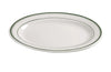 This platter is characterized by its tasteful green striped rim, providing a touch of color and sophistication to your food presentations. Its compact rectangular size makes it perfectly suited for serving individual appetizers, side dishes, or desserts. Crafted from high-quality porcelain, this platter is both durable and versatile, making it an excellent addition to any dining restaurants or catering setting. High quality affordable restaurant dinnerware.