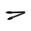 9-inch black plastic utility tongs with durable design for safe and efficient food handling; lightweight, ergonomic, and easy to clean; great for buffets, catering, and commercial kitchens; packed 144 per case.