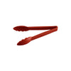 9-inch red plastic utility tongs with durable design for hygienic food handling; lightweight, ergonomic, and easy to clean; ideal for catering, restaurants, buffets, and kitchens; packed 144 per case.