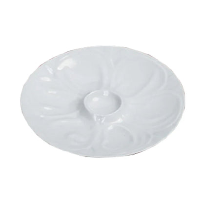This oyster plate is made from high-quality porcelain, these oyster plates support consistent seafood presentation. This dinnerware is optimized for seafood presentation. Designed for moderate workloads and steady daily use, they complement small restaurant, catering, or bar operations that prioritize food safety, durability, and ease of cleaning.