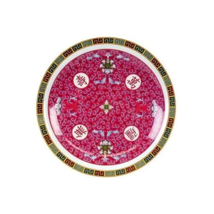 EcoQuality Asian Style Round Plate is made from durable and reliable melamine material. You can use this stylish plate to serve any dish you want. Ideal for serving  rice, noodles, appetizers or hot meals. This dinner plate is performed in red color, it will perfectly fit any restaurant environment. High quality affordable restaurant and household dinnerware.