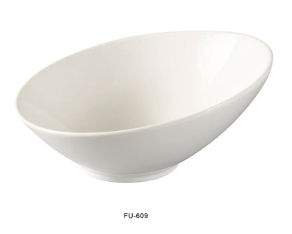 This oblong, slanted bowl offers precise functionality for serving salads, appetizers, or side dishes in restaurants, hotels, and catering setups. Crafted from high-quality porcelain, it ensures excellent thermal resistance and dishwasher durability, making it suitable for busy kitchens demanding reliable performance.