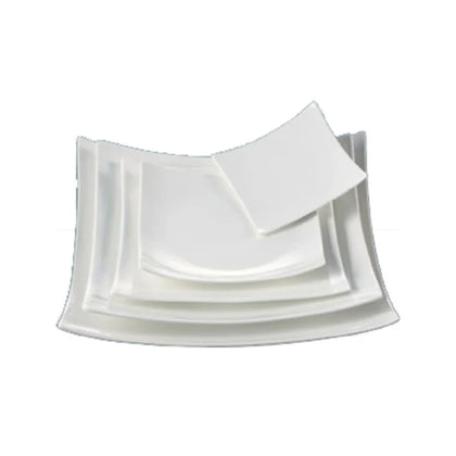 This square plate is made from durable porcelain, this square plate offers a sleek bone white finish that complements upscale presentation needs in restaurants, hotels, and catering operations. Its oven, microwave, and dishwasher-safe features make it suitable for efficient kitchen workflows, streamlining food presentation and service in mid-volume sushi and Asian cuisine settings. This elegant plate stands out for its precise dimensions and commercial durability.