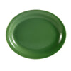 9.75” N.R. Green oval platter, durable break-resistant serving dish for appetizers, entrées, sides, microwave-safe, dishwasher-safe, modern tableware for restaurants, catering, and home use.