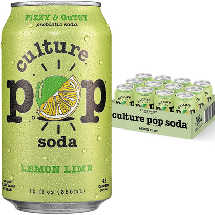 Culture Pop Lemon Lime Soda 12oz cans pack of 12