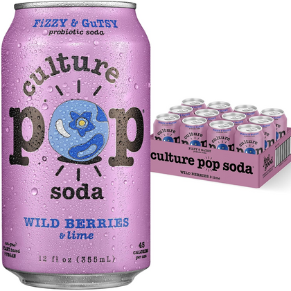 Culture Pop Wildberry Probiotic Soda 12oz cans pack of 12