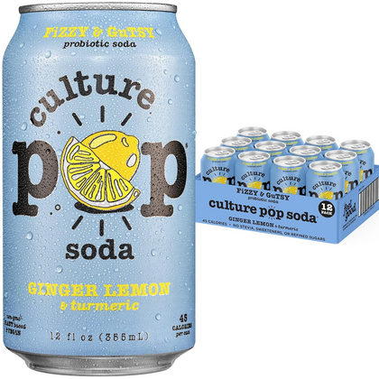 Culture Pop Ginger Lemon Soda 12oz cans 4 six packs probiotic sparkling drink