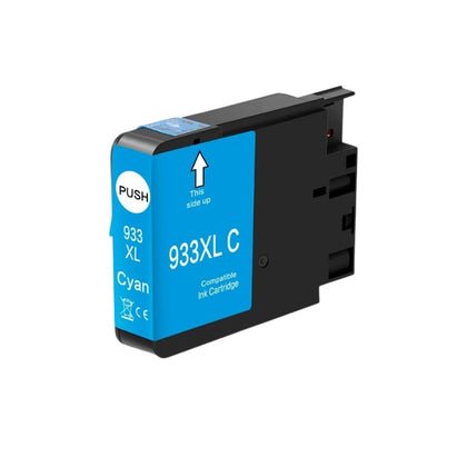 933XL Cyan Compatible Ink Cartridge for HP OfficeJet printers, high-yield 825 pages, delivers vibrant, professional-quality cyan color prints.