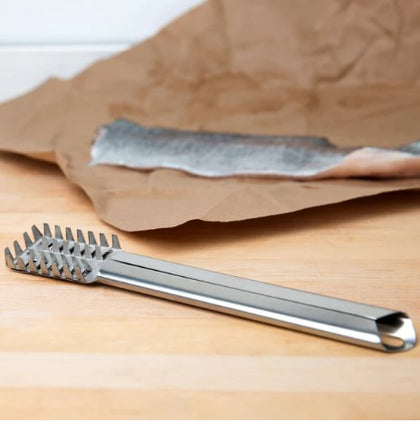 Durable 9-inch fish scaler with stainless steel handle, sold by the dozen.