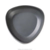 EcoQuality Triangle Bowl, this triangular bowl is perfect for serving everything from salads to soup to pasta. Its unique shape adds a modern touch to your table setting, while the grey inside and white outside colors give it a classic look. Made from high-quality melamine material, this bowl is not only durable but also dishwasher safe, making it easy to clean and maintain. This dinnerware is perfect for individual servings, making it a great choice for restaurants, home, and cafes.