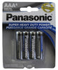 Panasonic Heavy Duty AAA Batteries, 4-pack for reliable power in small devices.