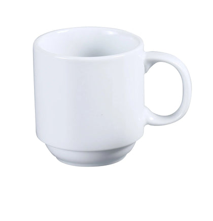 Yanco Prime Mug Stackable AC-12-P is a stylish and practical addition to any beverage service. Made from high-quality porcelain with a smooth glaze finish, it provides durability and an elegant presentation. This 12 oz mug is ideal for serving hot or cold beverages such as coffee, tea, and cocoa. Its stackable design allows for efficient storage, making it perfect for fine-dining restaurants, cafés, and catering events. 
