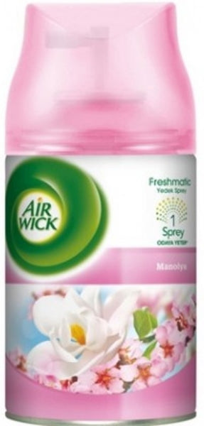 Air Wick Freshmatic Ultra Refill in Magnolia & Cherry Blossom fills your space with a soft and elegant floral fragrance. Blending the sweet notes of cherry blossom with the richness of magnolia, this refill provides up to 60 days of continuous freshness on the low setting. It fits all Air Wick Freshmatic dispensers and features an adjustable intensity setting, making it ideal for any room in your home or professional space.