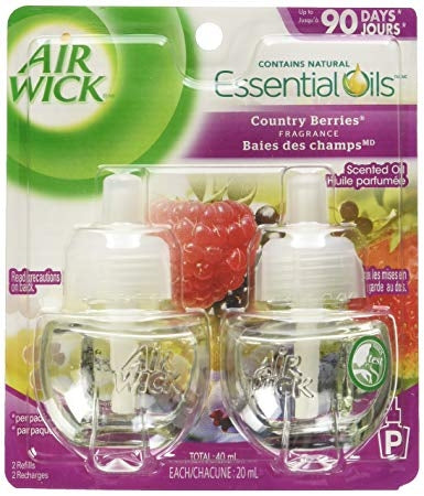 Air Wick Scented Oil in Country Berries captures the essence of a sun-kissed berry patch, blending juicy strawberries, raspberries, and blackberries into a sweet and refreshing fragrance. Infused with natural essential oils, each refill offers continuous, long-lasting scent to elevate any room in your home with a touch of fruity charm.