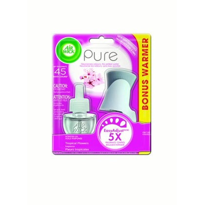Air Wick Scented Oil Starter Kit in Tropical Flowers offers a vibrant blend of exotic floral notes that bring a refreshing, tropical ambiance to any space. Infused with natural essential oils, this starter kit includes plug-in warmers and scented oil refills, providing up to 45 days of continuous fragrance per refill. The adjustable fragrance settings let you personalize the scent intensity to suit any room in your home.