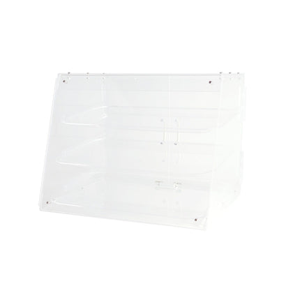 Acrylic Bakery Display Case 3-Tier set with clear, food-safe acrylic, three spacious shelves, and front access—perfect for showcasing pastries, bagels, or desserts in retail food environments.