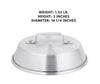 Set of 12, 14-inch aluminum wok covers, perfect for locking in heat and moisture during cooking.