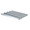 Aluminum French baguette pan 26x18 inches with 4-loaf capacity, perforated design for crisp crusts, even heat distribution, and durable construction for professional baking results.