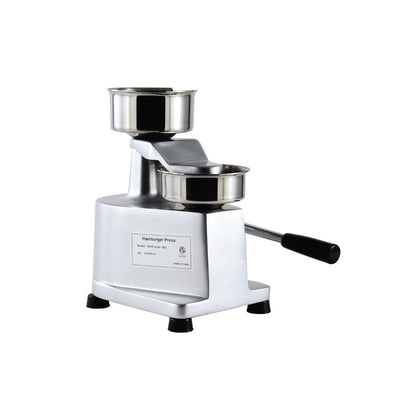 Aluminum burger patty molding press set, 1/4 lb capacity with 4-inch diameter, delivers consistent shaping and easy use. Durable, lightweight, and ideal for commercial or home kitchens.