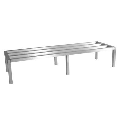Aluminum dunnage rack 60x20x12 inches for commercial use; elevates items for sanitary storage, improves airflow, and supports heavy loads with rust-resistant, durable construction.