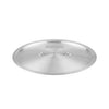 Aluminum lid for 10QT saucepan, durable, rust-resistant, with riveted handle and snug fit to retain heat and reduce splatter—perfect for large-batch cooking in professional or home kitchens.