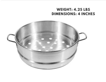 18-inch aluminum steamer for efficient and large-scale steaming of food.

