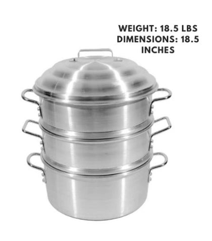 16-inch Aluminum Steamer Set, lightweight and durable for efficient steaming of vegetables, seafood, and more.
