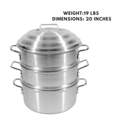 18-inch Aluminum Steamer Set, durable and lightweight for efficient steaming of vegetables, seafood, and more.