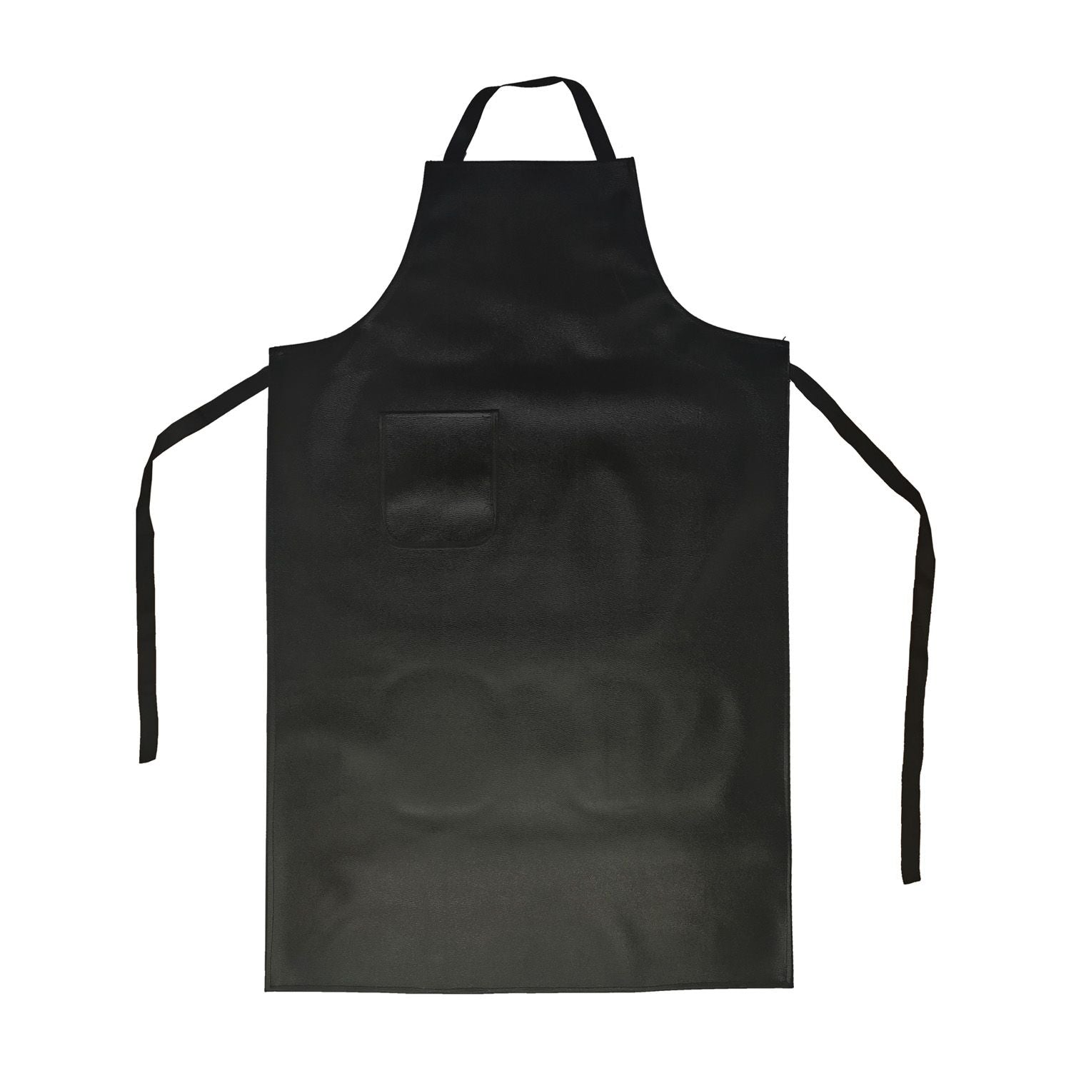 Black vinyl apron with front pocket, 41-1/4x21-1/2