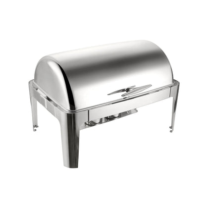 Atlantis full size 8QT chafer set with mirror finish, durable frame, and complete setup; ideal for catering, buffets, and banquet service with high-capacity and professional food presentation.