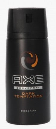 AXE Body Spray Deodorant Dark Temptation, 150ml, Case of 72 – men's deodorant with a warm, chocolate-inspired scent for long-lasting freshness.