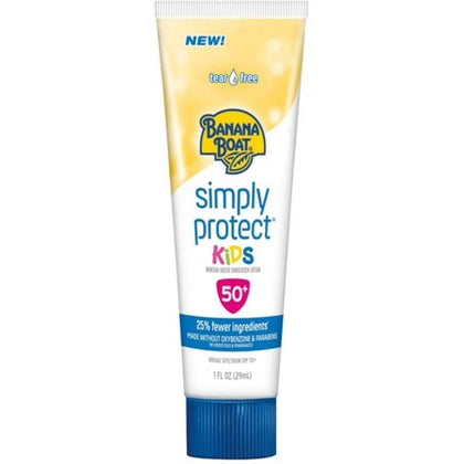 Banana Boat Simply Protect Kids SPF 50 Sunscreen Lotion offers gentle, pediatrician-tested sun protection that's specially formulated for delicate young skin. Made with 100% mineral sun filters and naturally sourced zinc, it provides broad-spectrum UVA/UVB protection without harsh ingredients. This tear-free, sting-free formula is lightweight, non-greasy, and free of parabens, oils, and fragrances. It's also reef friendly, ensuring safety for both your child and the environment.