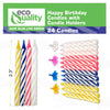 Pink blue white yellow birthday candles 24 pack with holders colorful candles birthday cake decorations long-lasting burn bright cheerful flame easy placement secure holders festive celebration multiple uses