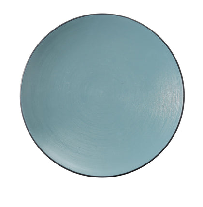 Yanco Round Plate BM-109TL showcases a sleek gray color with eye-catching teal accents, giving it a modern and stylish look. The melamine construction makes it lightweight yet resistant to chipping and breaking, making it suitable for everyday use, both indoors and outdoors. Its generous size is perfect for serving meals or appetizers, while the vibrant color combination adds a pop of personality to any table setting.