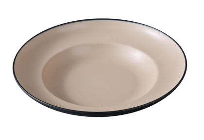 This Mediterranean Pasta Bowl combines artistic appeal with practical durability. Crafted from lightweight melamine, it features a clay and black finish with a brushed texture that adds depth and style. This bowl is scratch resistant and ideal for a wide range of dining environments. With its spacious round shape, it’s perfect for serving pasta, salads, or other entrée dishes. Ideal for restaurants, cafes, and home use allowing you to enhance your dining experience.
