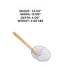 Set of 12 coarse mesh stainless steel skimmers with bamboo handles, 4-inch size, ideal for straining and frying.